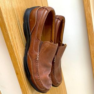 Slightly worn,very comfy,Cole Hahn brown leather loafers. Slip resistant bottoms